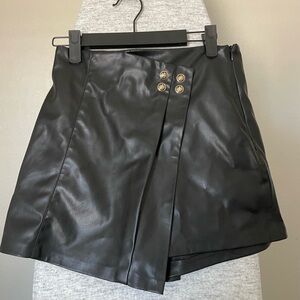 Zara Black Mini Skort with Gold Buttons